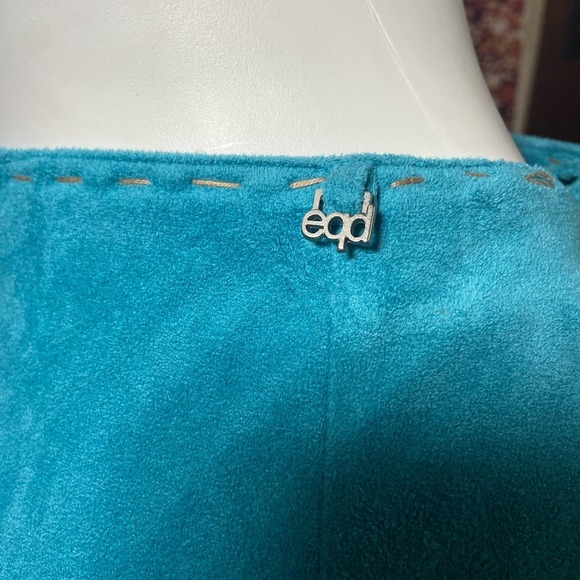 90's Vintage Aqua Faux Suede Wrap Skirt by Equestrian Design - Picture 7 of 9